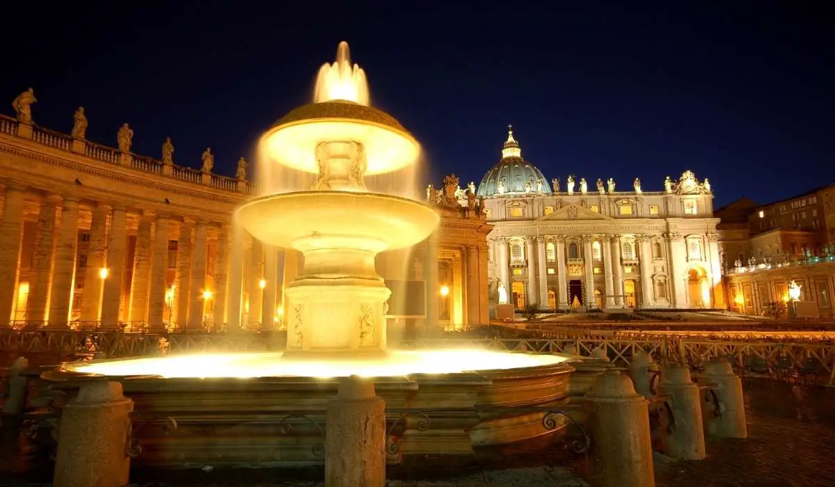 Fountain with lights in Vatican