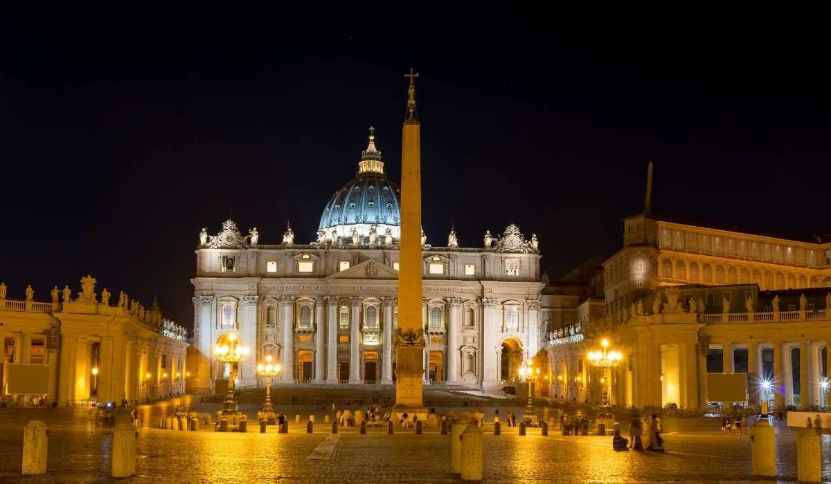 Vatican square at night