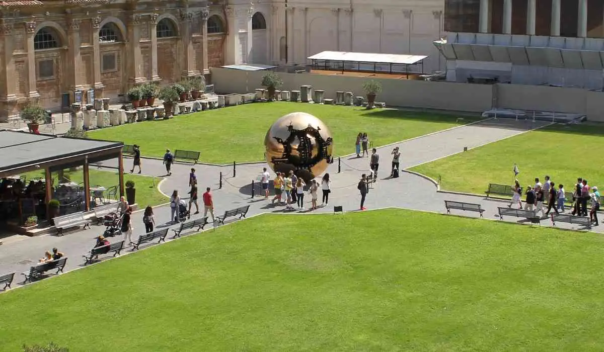 Golden globe statue Vatican Garden
